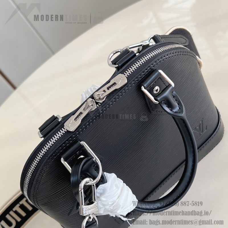 Louis Vuitton Alma BB Handbag in Epi leather with signature embroidery and jacquard shoulder strap