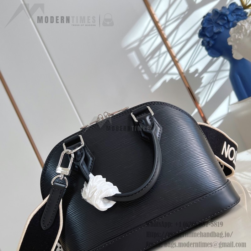 Louis Vuitton Alma BB Handbag in Epi leather with signature embroidery and jacquard shoulder strap