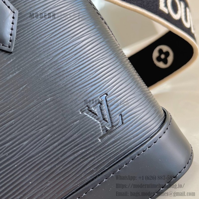 Louis Vuitton Alma BB Handbag in Epi leather with signature embroidery and jacquard shoulder strap