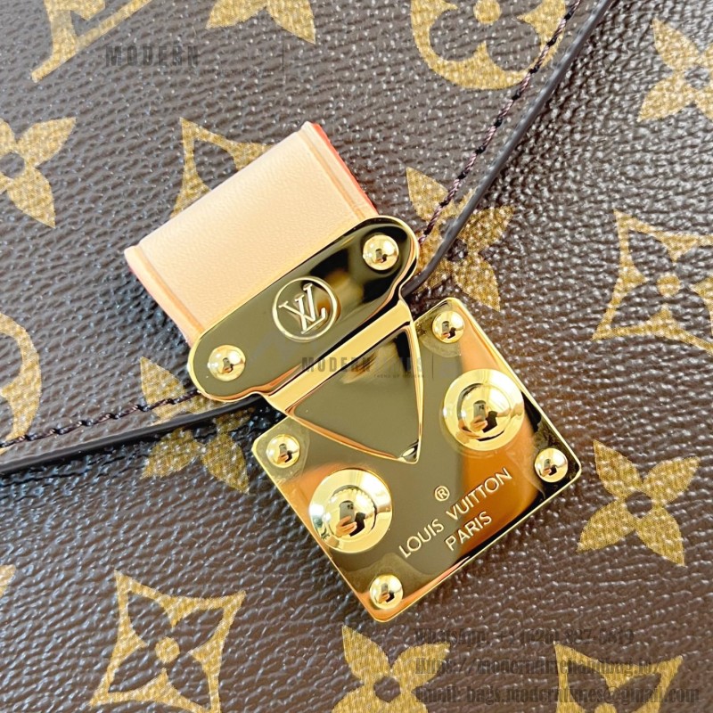 Louis Vuitton Pochette Métis Handbag with Monogram Canvas and polished S-lock closure