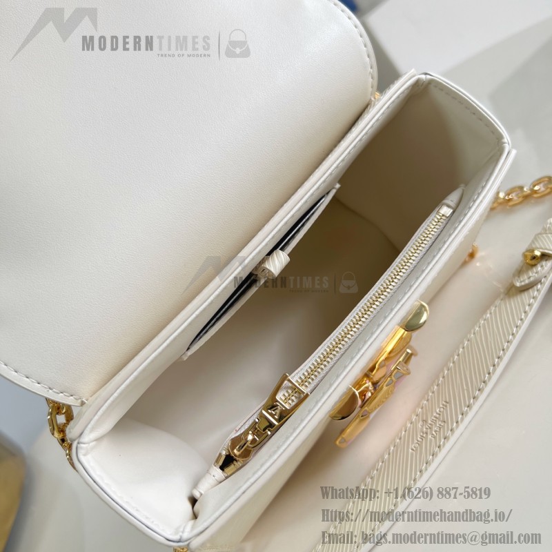 Louis Vuitton Twist Mini Handbag in White Epi Leather with Enamel Twist Lock