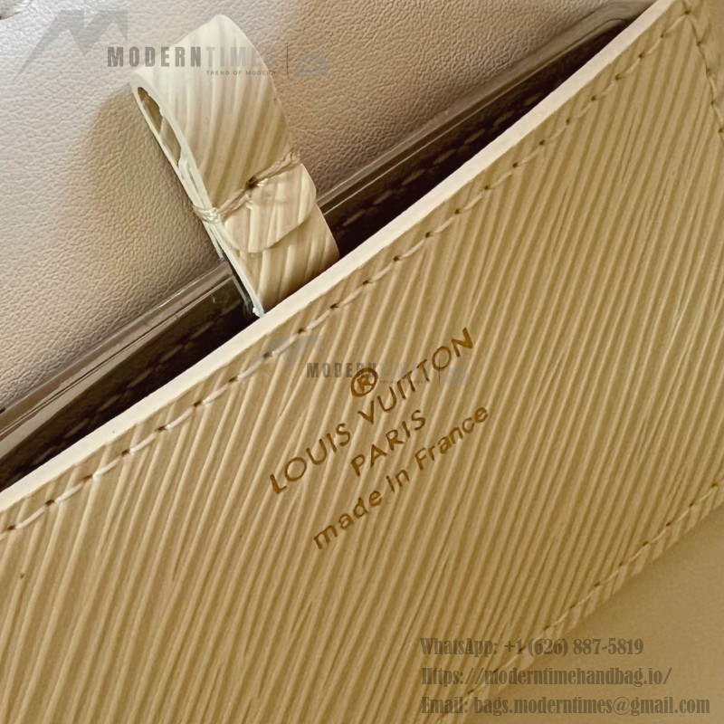 Louis Vuitton Twist Mini Handbag in White Epi Leather with Enamel Twist Lock