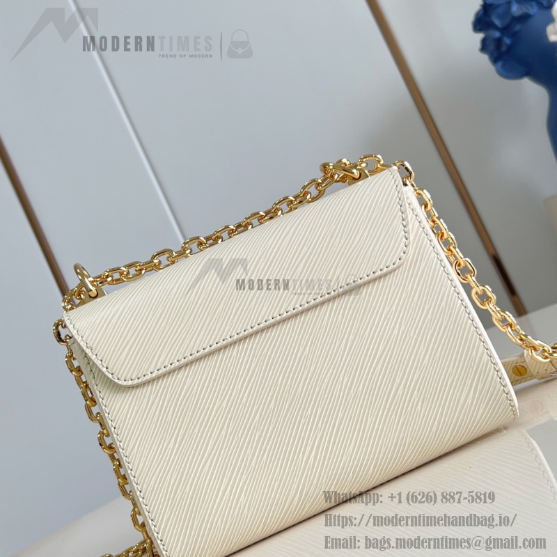Louis Vuitton Twist Mini Handbag in White Epi Leather with Enamel Twist Lock