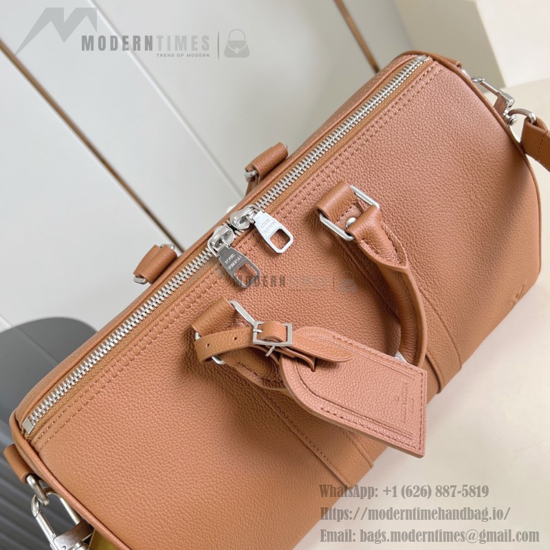Louis Vuitton Keepall Bandoulière 35 in Waxed Calfskin with LV Initials Embossing
