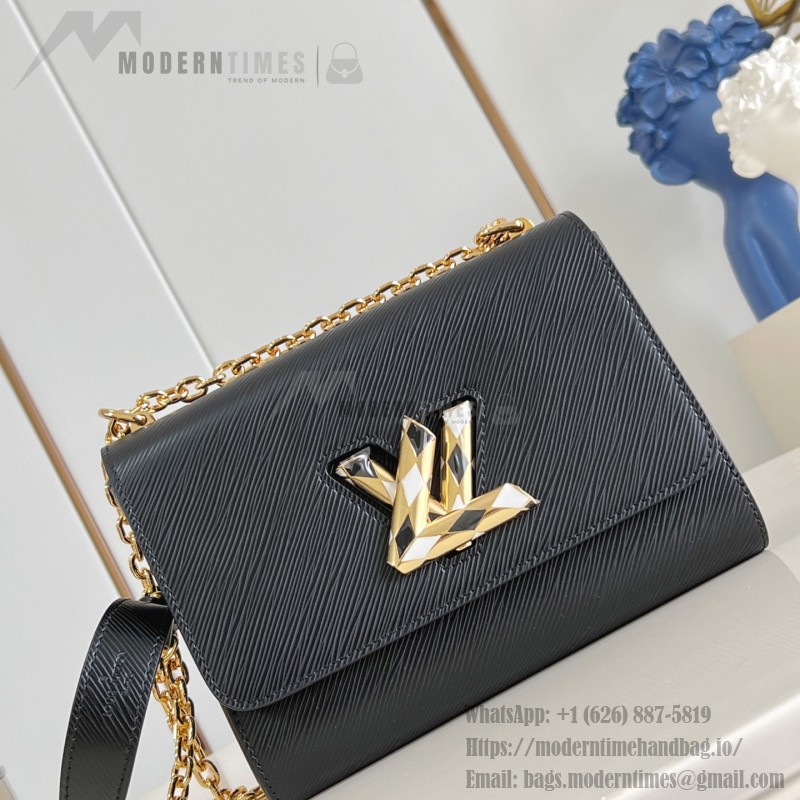 Louis Vuitton Twist Medium Handbag in Black Epi Leather with Colorful Enamel LV Twist Lock