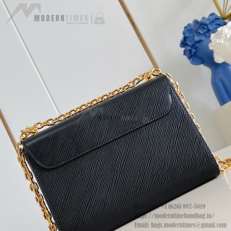 Louis Vuitton Twist Medium Handbag in Black Epi Leather with Colorful Enamel LV Twist Lock