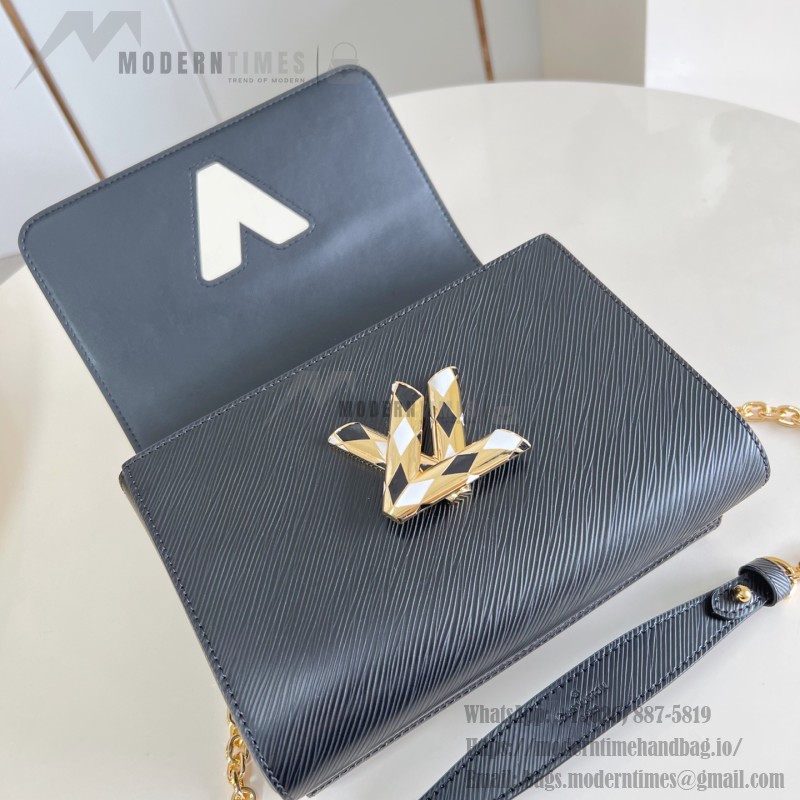 Louis Vuitton Twist Medium Handbag in Black Epi Leather with Colorful Enamel LV Twist Lock
