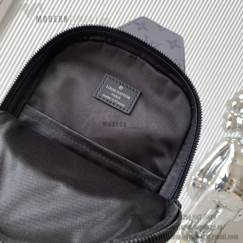 Louis Vuitton Avenue Small Shoulder Bag in Monogram Eclipse Canvas with Zipper Pocket
