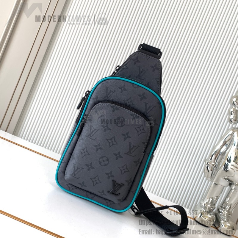 Louis Vuitton Avenue Small Shoulder Bag in Monogram Eclipse Canvas with Zipper Pocket