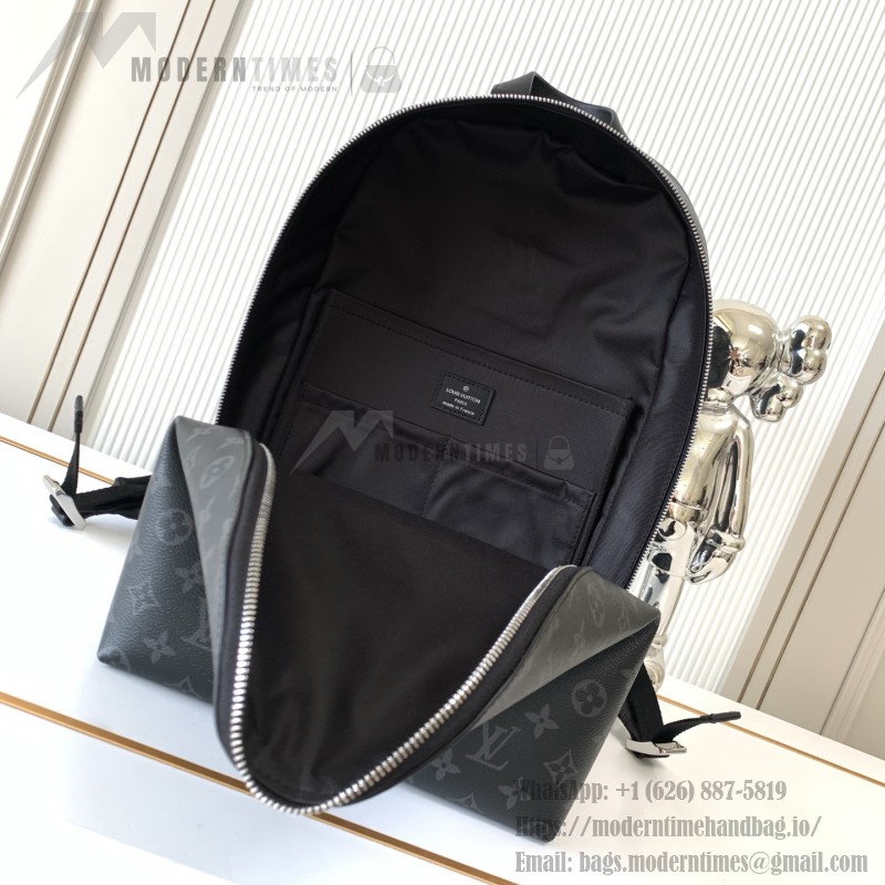 Louis Vuitton Discovery Slim Backpack in Monogram Eclipse Coated Canvas with Front Zipper Pocket