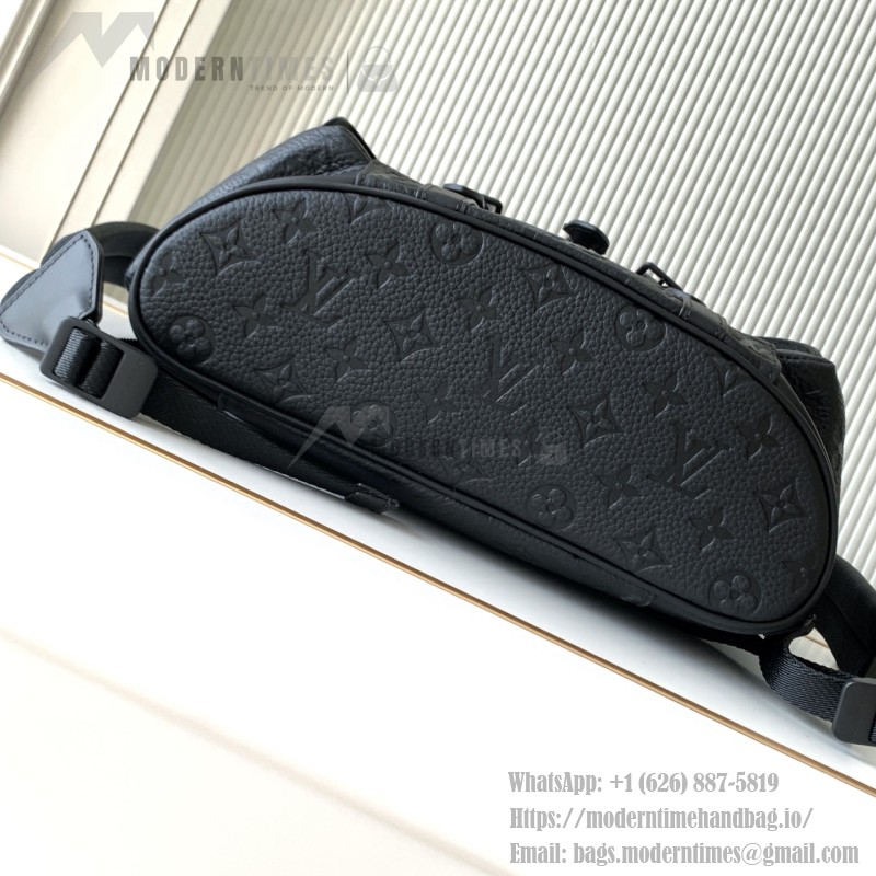 Louis Vuitton Christopher Backpack in Black Taurillon Leather with Monogram Embossing and Side Pockets