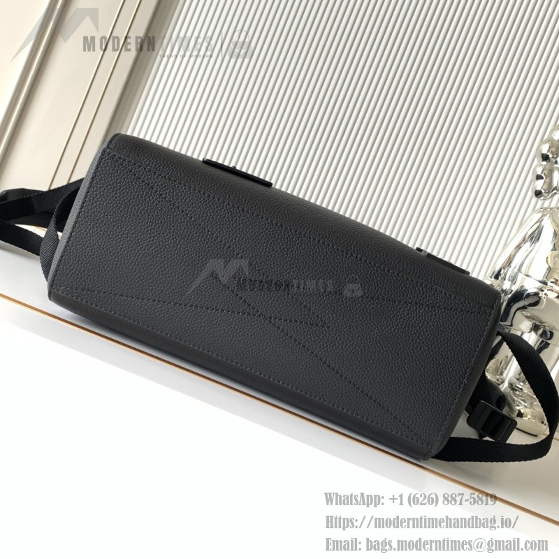 Louis Vuitton Flap Backpack in Black Original Leather with Magnetic Flap and Zipper Pockets