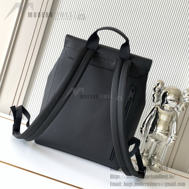 Louis Vuitton Flap Backpack in Black Original Leather with Magnetic Flap and Zipper Pockets