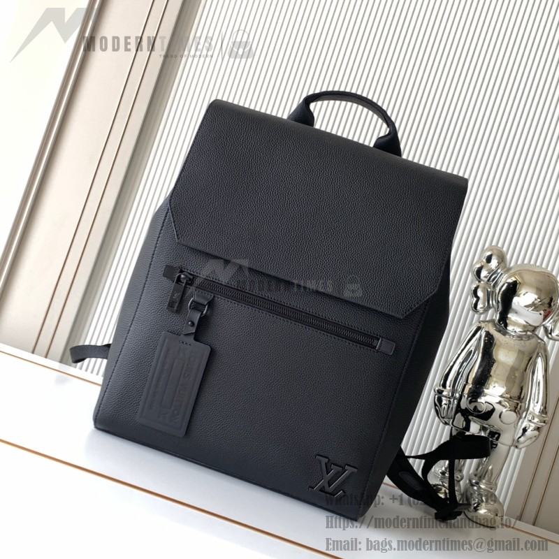 Louis Vuitton Flap Backpack in Black Original Leather with Magnetic Flap and Zipper Pockets