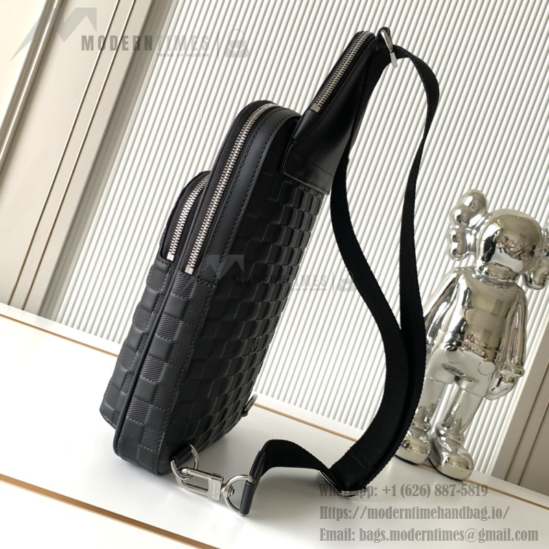 Louis Vuitton Avenue Shoulder Bag in Damier Infini Leather with Classic Checkered Pattern and Adjustable Strap