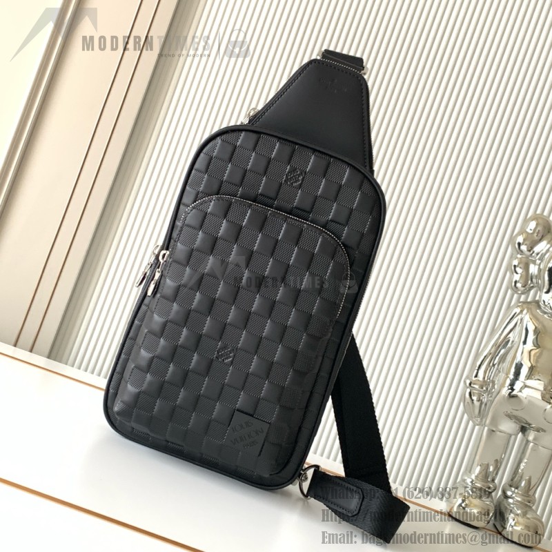 Louis Vuitton Avenue Shoulder Bag in Damier Infini Leather with Classic Checkered Pattern and Adjustable Strap
