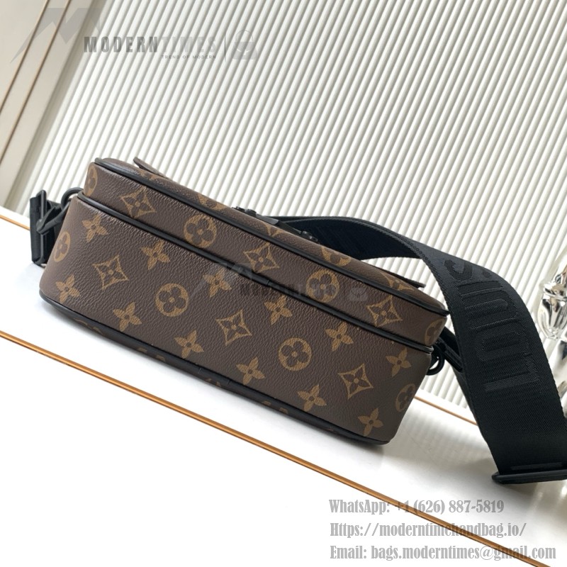 Louis Vuitton S Lock Messenger Bag in Monogram Macassar Canvas with S-lock and Leather Handle