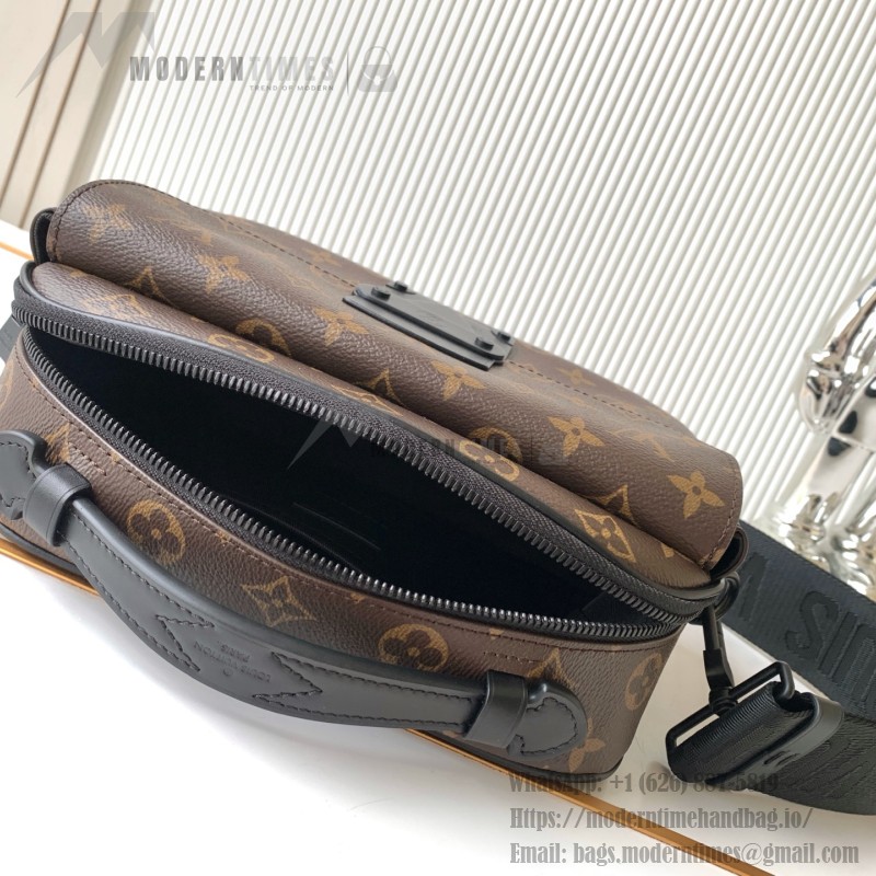 Louis Vuitton S Lock Messenger Bag in Monogram Macassar Canvas with S-lock and Leather Handle