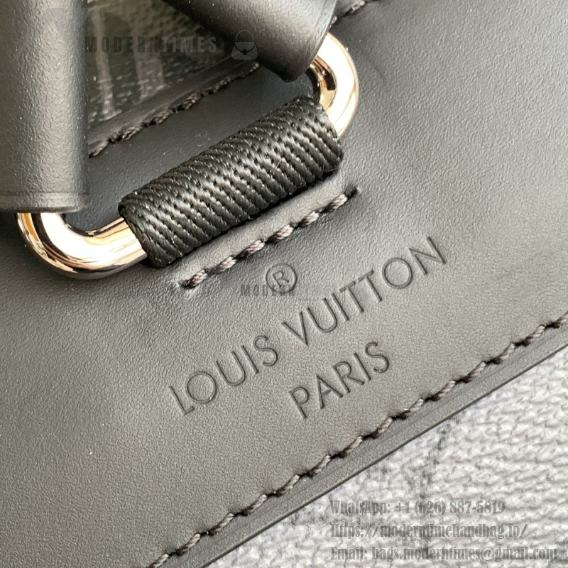 Louis Vuitton Christopher Small Backpack in Monogram Eclipse Reverse with Leather Trim and Side Pockets