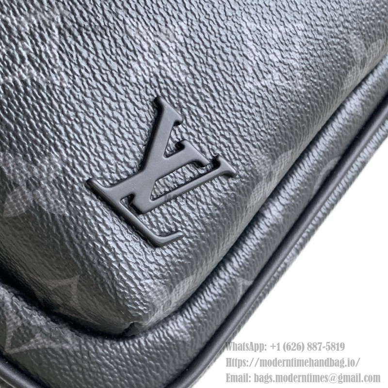 Louis Vuitton Avenue Small Shoulder Bag in Monogram Eclipse with Zippered Pocket and Adjustable Shoulder Strap