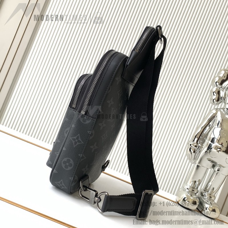Louis Vuitton Avenue Small Shoulder Bag in Monogram Eclipse with Zippered Pocket and Adjustable Shoulder Strap