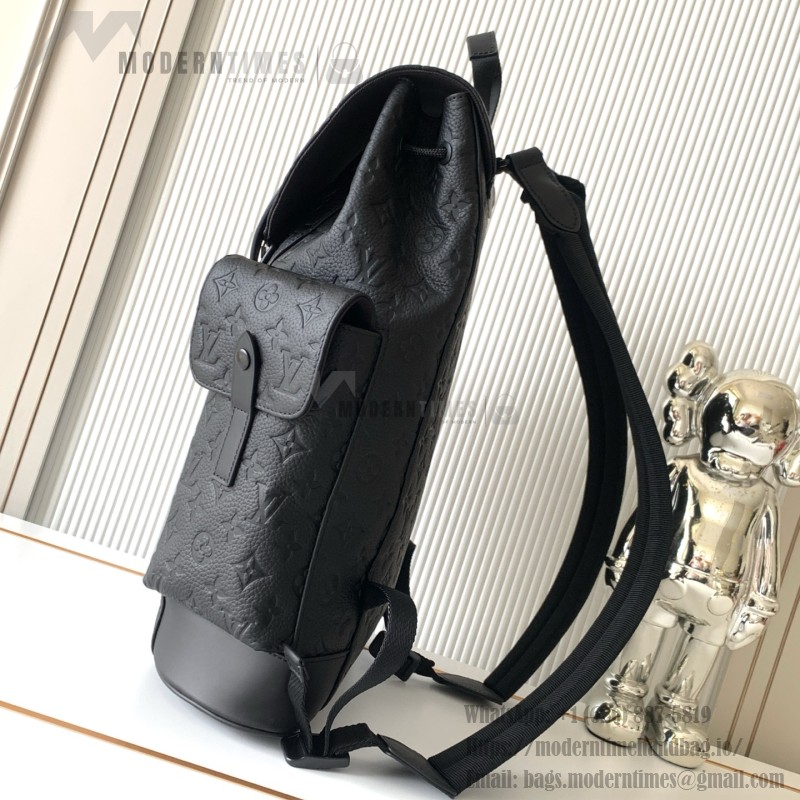 Louis Vuitton Christopher Medium Backpack in Monogram Taurillon Leather with Drawstring and Button Closure