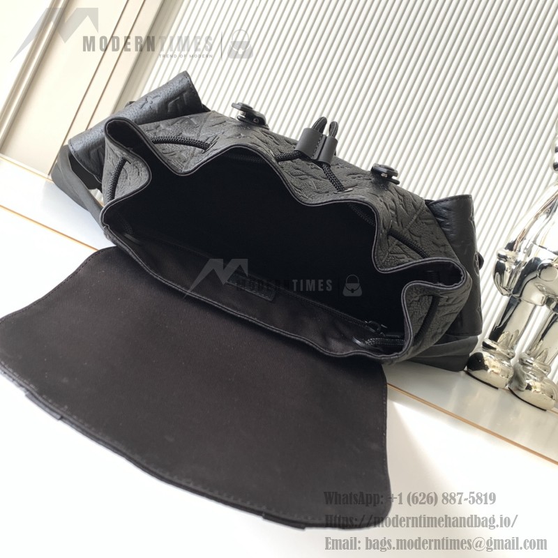 Louis Vuitton Christopher Medium Backpack in Monogram Taurillon Leather with Drawstring and Button Closure