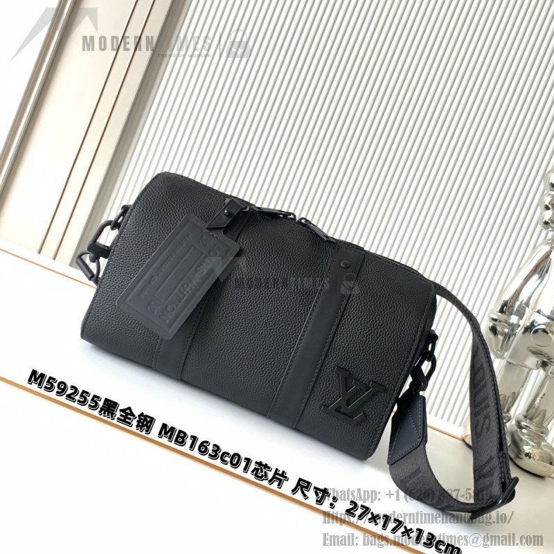 Louis Vuitton City Keepall Handbag in Aerogram Leather with LV Metal Letters and Detachable Shoulder Strap