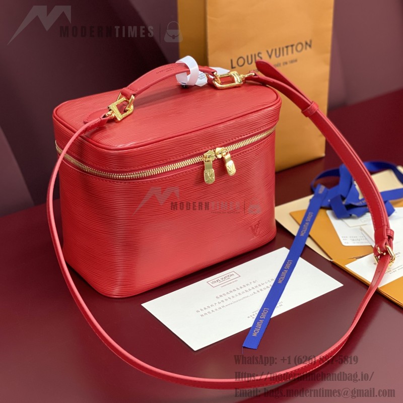Louis Vuitton Nice Nano Cosmetic Bag in Epi Leather with Double Zip and Washable Fabric Lining