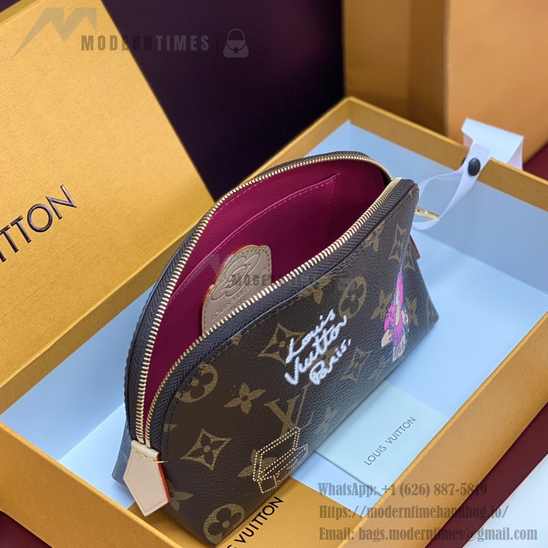 Louis Vuitton Pochette Cosmétique Small Cosmetic Bag in Monogram Yh Canvas with Flat Bottom Design