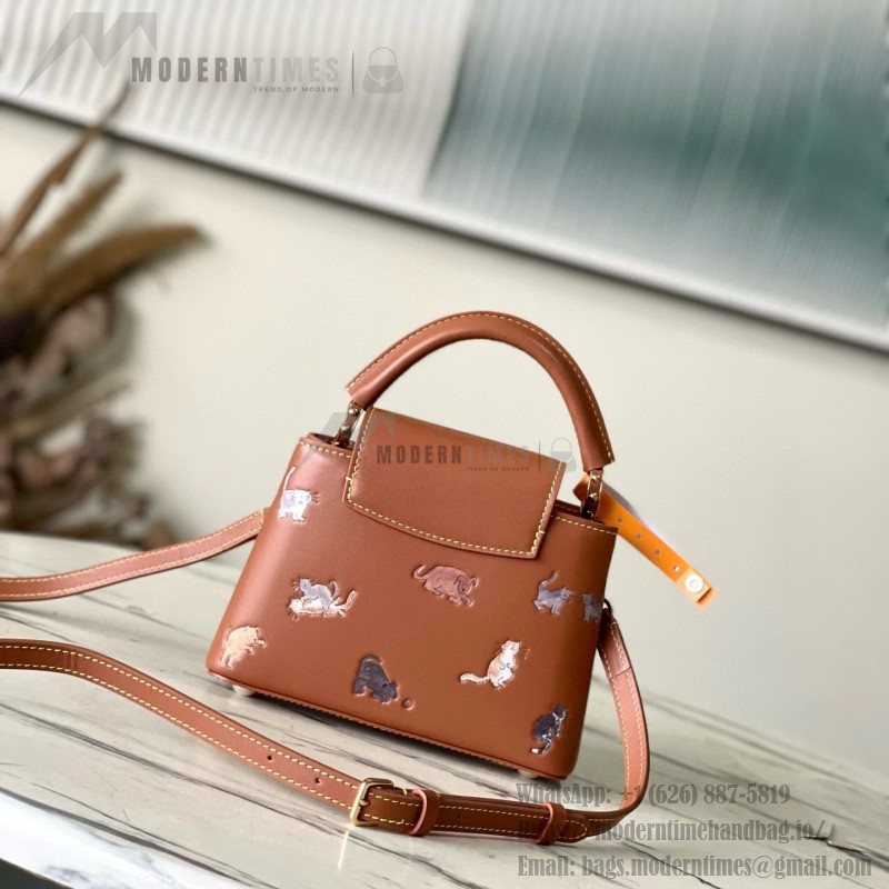 Louis Vuitton Capucines Mini Handbag from LV Travels With Series featuring Grace Coddington's Cat Illustration