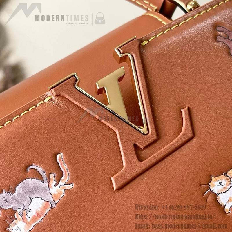 Louis Vuitton Capucines Mini Handbag from LV Travels With Series featuring Grace Coddington's Cat Illustration