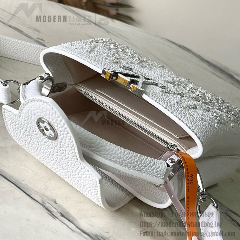 Louis Vuitton Capucines Mini Handbag from the Extraordinary Collection with Embroidered Sequin Floral Design and Gold-Tone Hardware