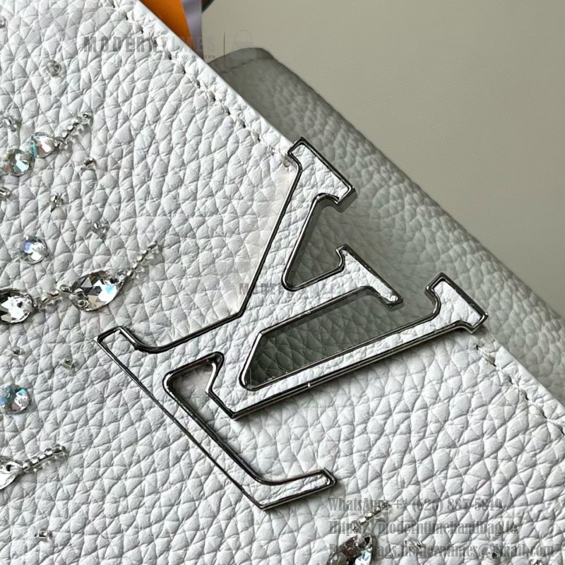 Louis Vuitton Capucines Mini Handbag from the Extraordinary Collection with Embroidered Sequin Floral Design and Gold-Tone Hardware