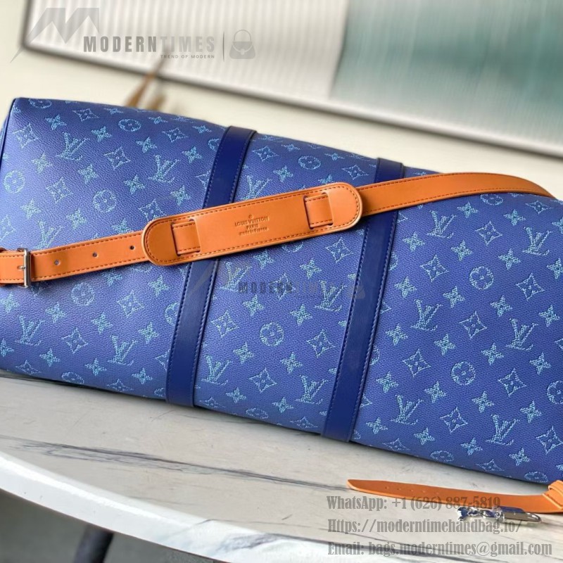 Louis Vuitton M26864 Blue Heritage Keepall 50 Men’s Bag, 2026 Early Spring Collection