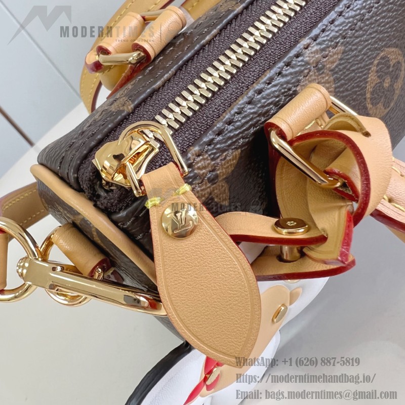 Louis Vuitton Nano Speedy Handbag M15330, Monogram Canvas, Vivienne Illustration and Keychain