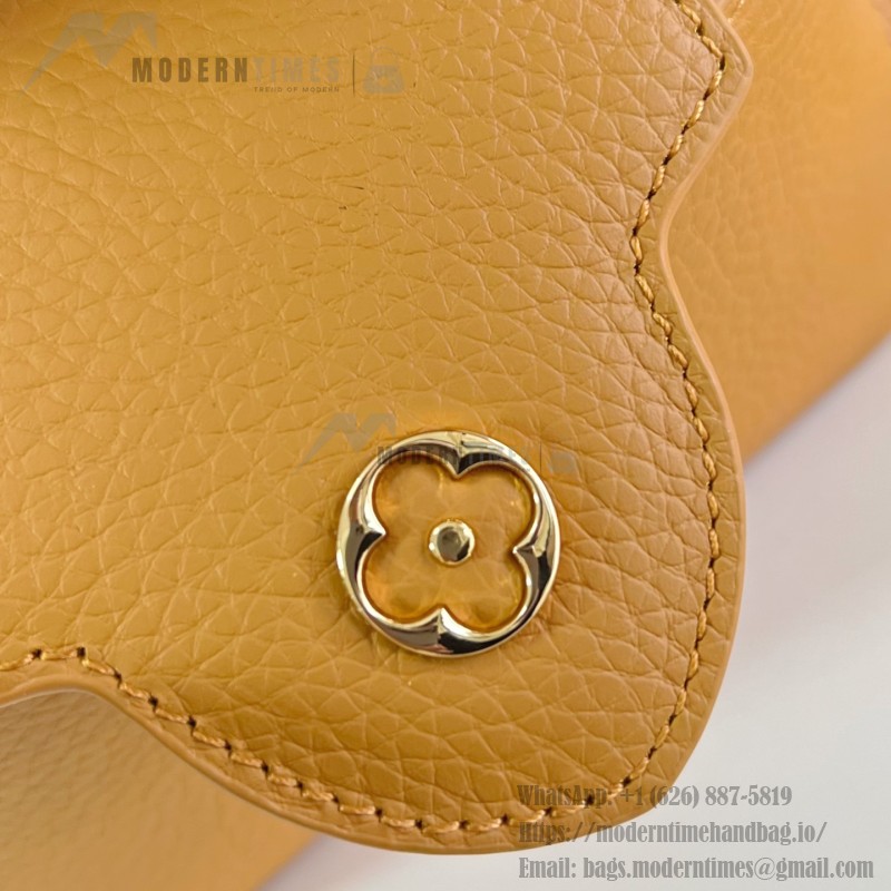 Louis Vuitton Capucines Mini Handbag, M23703, Orange Taurillon Leather, Detachable Shoulder Strap