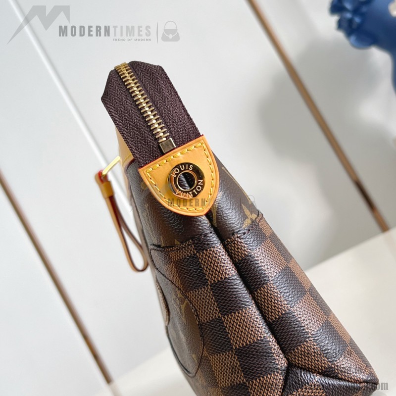 Louis Vuitton Pochette Voyage Souple M26015 in Monogram coated canvas with Boro patchwork, Damier, and Monogram Reverse canvas accents