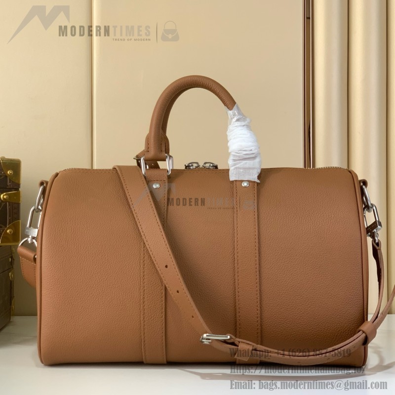 Louis Vuitton Keepall Bandoulière M25980 and M26065 Waxed Cowhide Leather with LV Embossing