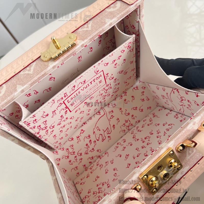 Louis Vuitton Petite Valise M14592 Meowgram Linen Canvas with Cat Motif and Hand-painted LV Label