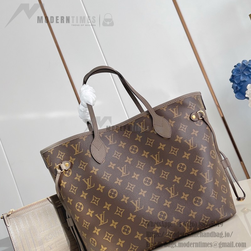Louis Vuitton Neverfull Inside Out Medium Bag M25664 in Canvas and Leather with Cowhide Leather Trims and Elegant Metallic Hardware