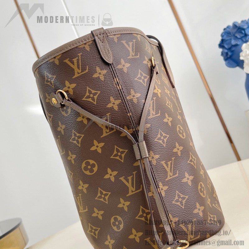 Louis Vuitton Neverfull Inside Out Medium Bag M25664 in Canvas and Leather with Cowhide Leather Trims and Elegant Metallic Hardware