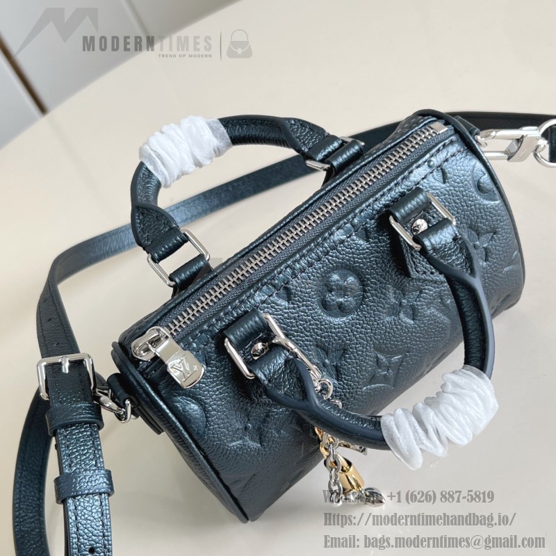 Louis Vuitton Nano Speedy M27107 in Monogram Empreinte Leather with Rolled Leather Handles and Lock Detail