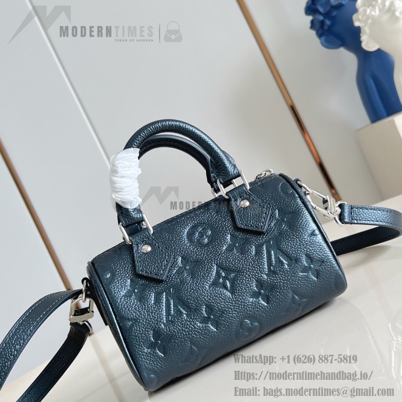 Louis Vuitton Nano Speedy M27107 in Monogram Empreinte Leather with Rolled Leather Handles and Lock Detail