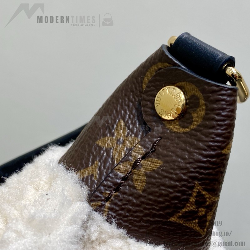 Louis Vuitton Pochette Mia M26245 in Wool with Monogram Canvas Trimmings and S-lock Magnetic Clasp