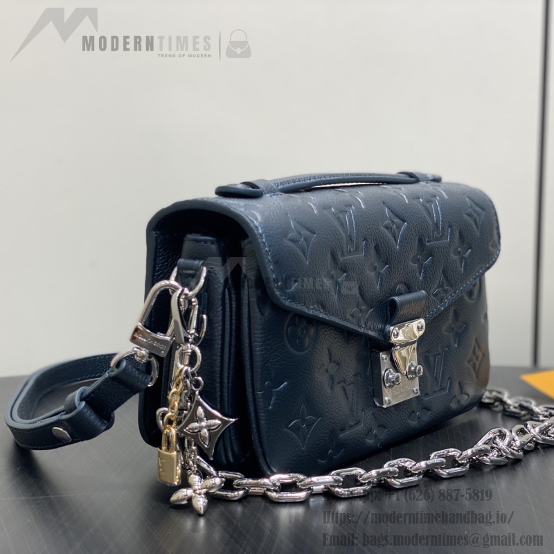 Louis Vuitton Pochette Métis East West M26456 in Monogram Empreinte with S-lock, Gradient Silk Print, and Chain Shoulder Strap