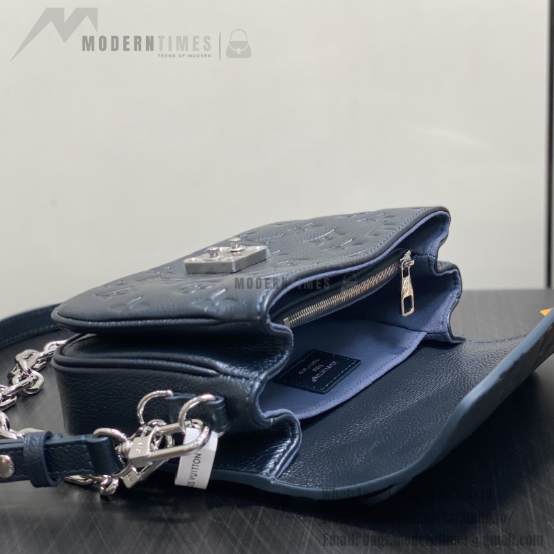 Louis Vuitton Pochette Métis East West M26456 in Monogram Empreinte with S-lock, Gradient Silk Print, and Chain Shoulder Strap