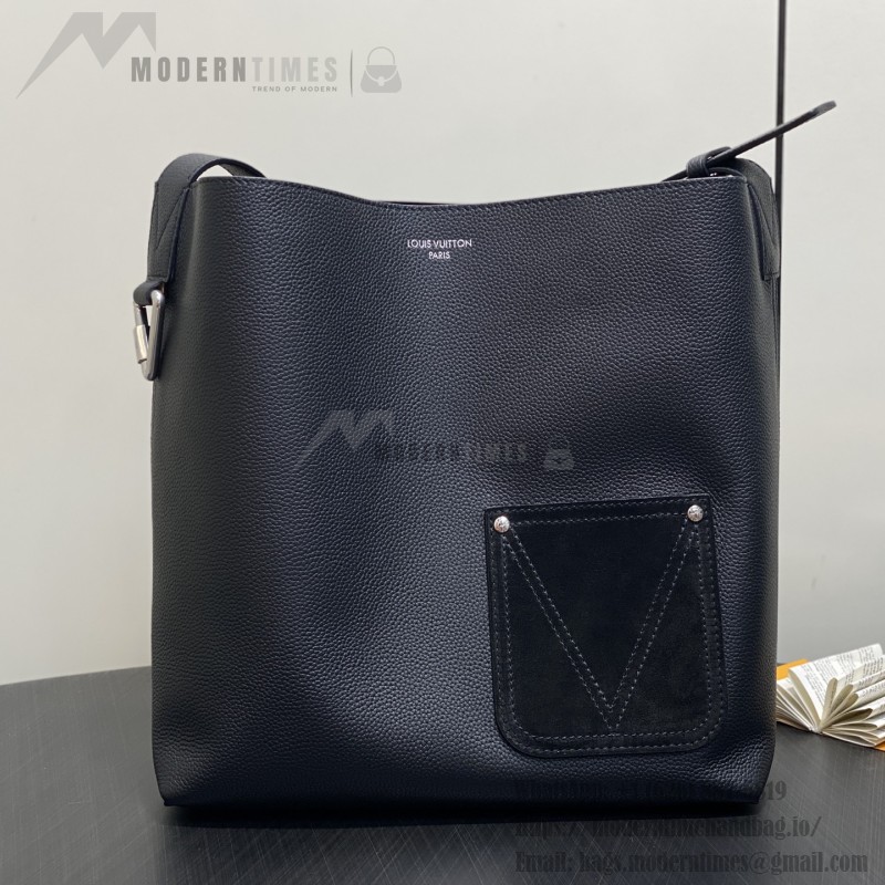 Louis Vuitton Verso Hobo Bag Black LV Touch Leather