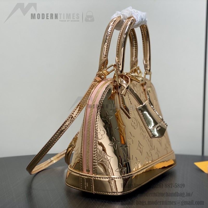 Louis Vuitton Alma BB Bag Gold Mirror Silver Patent Leather