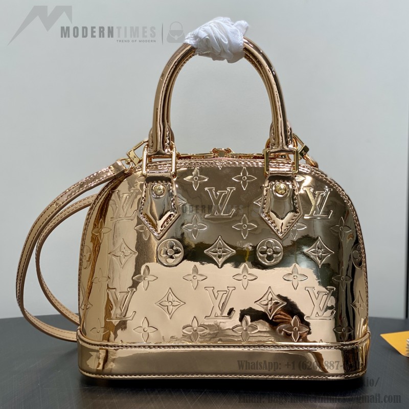 Louis Vuitton Alma BB Bag Gold Mirror Silver Patent Leather